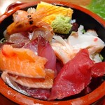 とり将 - ネタは２枚ずつが大半。マグロ赤身、サーモン、ブリ、カツオ、タコ、玉子。１品ずつは、エビ、ホタテ、カニ、かな❔
