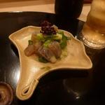 日本料理　百屋 - 八寸（こんにゃくとわけぎのヌタ和え）