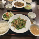 中国家庭料理 神洲之華 - 手前が青椒肉絲ランチのセット、奥が麻婆豆腐ランチのセット