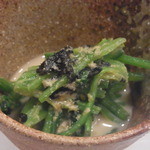 新ばし 星野 - ホウレン草と岩茸のごまあえ　6月