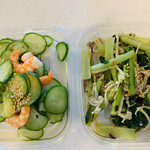 手づくり家庭料理の店 咲菜 - 「海老とキュウリの酢の物」と「小松菜としめじの煮浸し