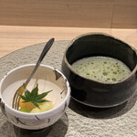 梅田 鮨 よこ田 - デザートとお抹茶