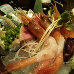 Maruumiya - 秋刀魚、甘エビ刺身