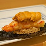 Sushi Matsumoto - 海老のフリットとムラサキ雲丹