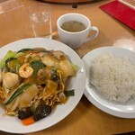 南海飯店 - かたい焼ソバ＋ライス