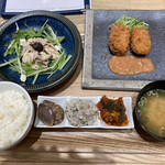 Gion Saryou - 黒トリュフ濃厚胡麻だれの豚しゃぶクリームチーズ✖️蟹クリームコロッケ蟹トマトクリームソースと京都のおばんざい3種と西京味噌汁の御膳