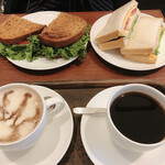 上島珈琲店 - ミックスサンド、bltサンド、ネルドリップブレンドコーヒー、生チョコレートのミルク珈琲
