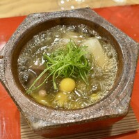三宅輝 - 鼈の茶碗蒸し 椎茸 焼き葱 九条葱
