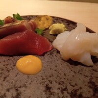 鮨 千陽 - カツオたたき＆水タコ　カラシ＆ワサビ