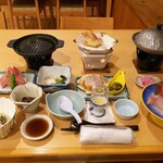 不老ふ死温泉 - 夕食全景