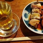 宇ち多゛ - 梅割り(甘め)とアブラ少ないとこ・レバボイル一本ずつお酢　です