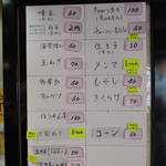 家系総本山 ラーメン 吉村家 - 入口のトッピング一覧(2012.11)