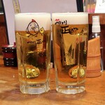 やきとり 正や - 戻ってきて飲んだ熟撰生ビール