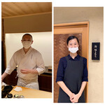 鮨 はしもと - お二人から写真掲載の許可をいただきました。
      大将と奥様を別撮りしましたが、掲載はラブラブにしてみました。
      美味しかったです。
      ごちそうさまでした♪