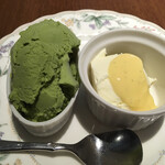 Bel Paese  - 抹茶のジェラートとパンナコッタ