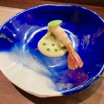 セルサルサーレ - 牡丹海老 白茄子 リンゴ（ブラムリーアップル）のソース