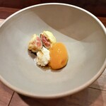 セルサルサーレ - 黒イチジクのフリット ブラータ・チーズ 柿とシャンパンのジェラート