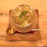 御料理 寺沢 - ﾋﾟｽﾀﾁｵのﾌﾞﾗﾝﾏﾝｼﾞｪ､ｼｬｲﾝﾏｽｶｯﾄ､ﾋﾟｵｰﾈ､幸水梨に紅茶のｼﾞｭﾚ