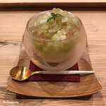 御料理 寺沢 - ﾋﾟｽﾀﾁｵのﾌﾞﾗﾝﾏﾝｼﾞｪ､ｼｬｲﾝﾏｽｶｯﾄ､ﾋﾟｵｰﾈ､幸水梨に紅茶のｼﾞｭﾚ