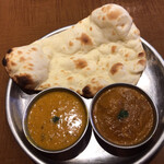 インド料理 チュリヤカナック - 「カナックランチ」（988圓）、「チキンティッカマサラ」、「豆いろいろカレー」、ナン。