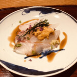 ごだん 宮ざわ - 2021年10月 赤ウニと大分産天然の真鯛お造り