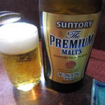 すし豊 - まずは瓶ビール、プレモルなのだ。