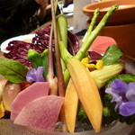 Furuyu Onsen Onkuri - まずはバーニャカウダ～地物の美味しい野菜です