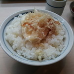 天すけ - 玉子ランチ1（玉子天ぷらをご飯に載せたところ）