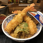 Honkakuha Hakata Udon Hasida Taikiti - 海老天×2+野菜天+白飯=絶品天丼