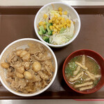 すき家 - にんにくゴマだれ豚丼（並盛） ¥490 ＋ サラダセット ¥170