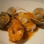 レストラン ラッセ - 黒むつ、天しん海老、小蛤の蒸しあげ