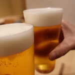 すし処 睦月 - ビールで乾杯