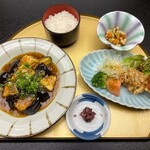 かんぽの宿 伊野 - 日替わりランチ／豆腐と茄子の揚げ出し麻婆のセット