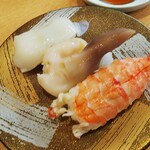 Sushi Matsu - 大海老（￥２６０）、北寄貝（￥２６０）、やりいか（￥７０）