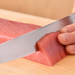 鮨 神楽 - 手元＿切りつけ