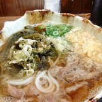 うどんばか平成製麺所 - どんぶり鉢も新調！
肉うどん定食、昆布（おぼろ）ときざみにんにくトッピング！