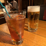 Maesawagyuusha Fushimiya - 烏龍茶と生ビール