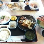 伊達本舗 - あらかぶ煮付定食1,680円と伊勢海老のお刺身と伊勢海老のお味噌汁