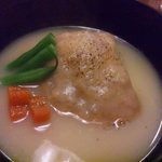 季ごころ廣 - 豚とジャガイモの餡かけ（豚角煮のジャガイモポタージュ掛け）