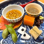 日本ばし さく間 - 京都の納豆，鴨出汁のそば実煮 他