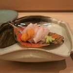 甚六鮨 - 鯛2種うにの御造り