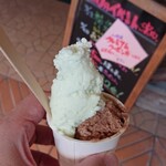 カフェeジェラート モアレ - キウイヨーグルト+チョコラート モアレのダブル400円