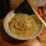 武蔵野アブラ學会 - 特濃油そばにスープを入れると美味しい