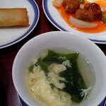 Chuugokuryouri Toukarin - セット730円
                        ご飯、スープ、春巻、ターサイ
