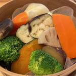 八百一本館 - きょうの限定お昼ごはん（税込 1,380円）評価＝◎:蒸し野菜
