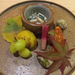 味ひろ - 銀杏、焼き栗、小芋、ばちこ、子持ち鮎の甘露煮、白和え