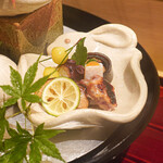 銀座 しのはら - うなぎ昆布巻き、鰆の幽庵焼き、銀杏、蛸、うずら西京焼き