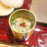 銀座 しのはら - 伊勢海老ほうれん草シメジの白子和え