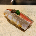 鮨 由う - ・北海道産秋刀魚 あたりネギと肝醤油で