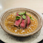 蓮心 - 宮崎牛もも 土鍋きのこ餡掛けおこげ